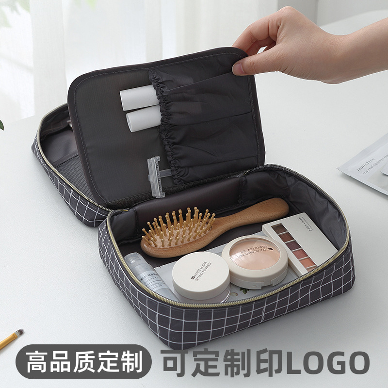 Company custom printed LOGO square double-layer cosmetic bag travel wash bag portable waterproof storage set multi-function