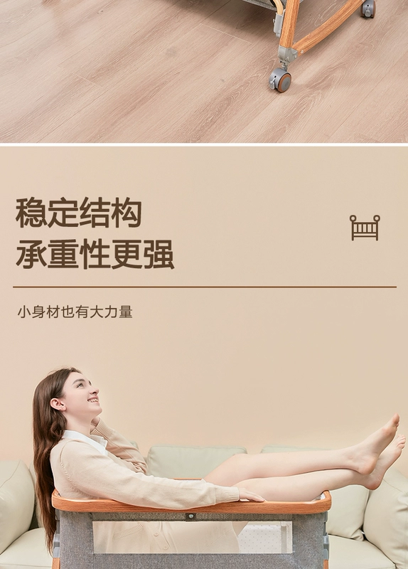 Nôi có thể tháo rời nối giường lớn di động giường nôi sơ sinh đa năng có thể gập lại Giường cho bé từ 0-3 tuổi