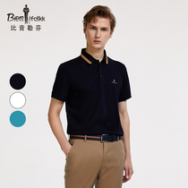 (Stretch cotton) Bjørn Löfven summer mens lapel polo shirt business casual daily work short-sleeved top