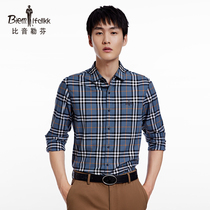 Bøin Löfven Spring New Casual Classic Check Long Sleeve Shirt Mens Imitation Cashmere Comfy Shirt