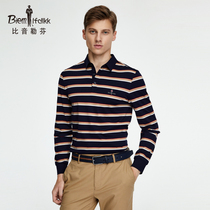 Bjørn Löfven Spring Summer New Stripe Casual Comfortable Mens Pulle Vintage Base Bottom Polo Shirt Long Sleeve T-Shirt