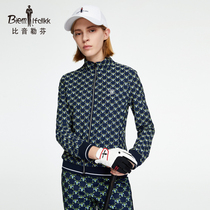 Biyin Lefen 2021 Spring Summer New Women Knitted Jacket Full Print Pattern Stand Collar Coat