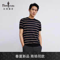 Bjørn Löfven Spring Summer 2022 new mens short-sleeved knit shirt round neck fashion comfy striped everyday top