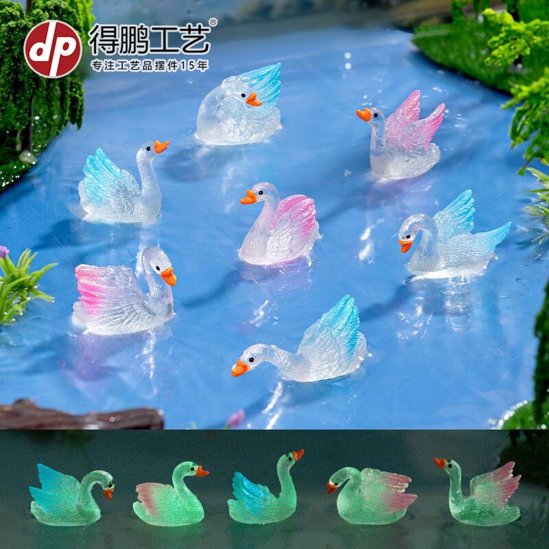 Micro-Landscape Creative Colorful Luminous Swan Figurine, Gardening DIY Decoration Accessories, Car Desktop Small Ornaments Micro-Landscape Creative Colorful Luminous Swan Figurine, Gardening DIY Decoration Accessories, Car Desktop Small Ornaments
