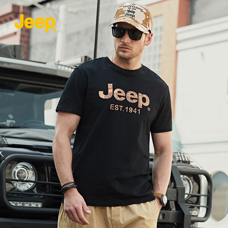 jeep gip gip 2022 summer new short sleeve t-shirt male round collar clothes men's thin piece of pure cotton compassionate big code-Taobao