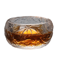 Tea cup glass small tea cup Kung Fu tea set household heat-resistant transparent gold-painted bamboo hat cup hammered glass cup