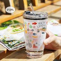 Граффити+стеклянная солома+силиконовая чашка рукав