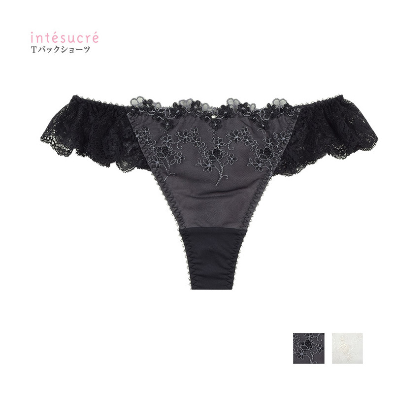 Japanese Anxiuli Sexy Embroidered Girl's Sweet Thong Women's Underwear Black Pink T-Pants