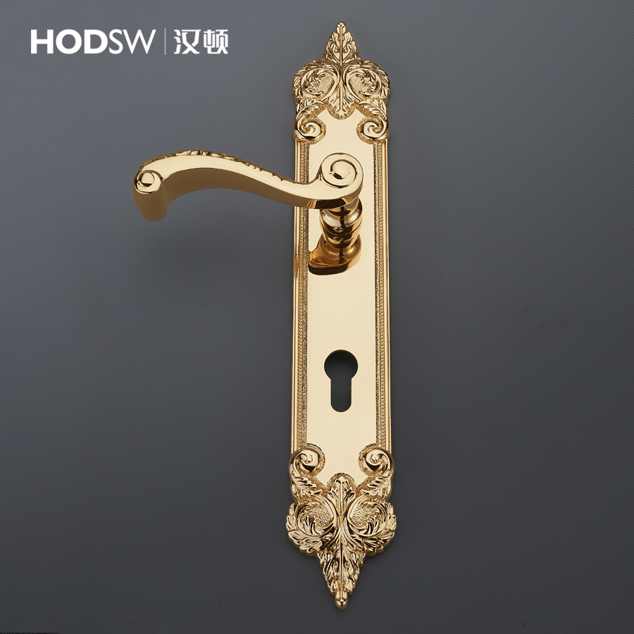 Hanton all-copper mute solid wood door lock rose gold European gold all-copper indoor universal door lock door handle lock