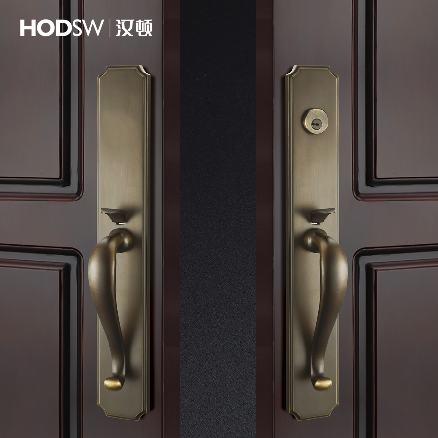 Hanton All-Bronze Nordic Pure Villa Double Open Door Open Door Lock Open Door Lock Wood Door Brass Door Lock