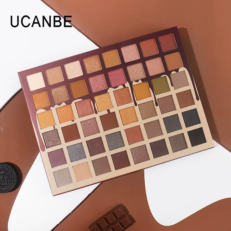 Палетка акриловых теней для век Ucanbe Caramel brown, 48 оттенков, землистые тона, европейский стиль