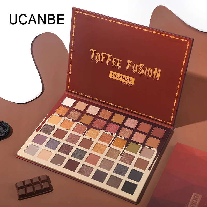 Палетка акриловых теней для век Ucanbe Caramel brown, 48 оттенков, землистые тона, европейский стиль