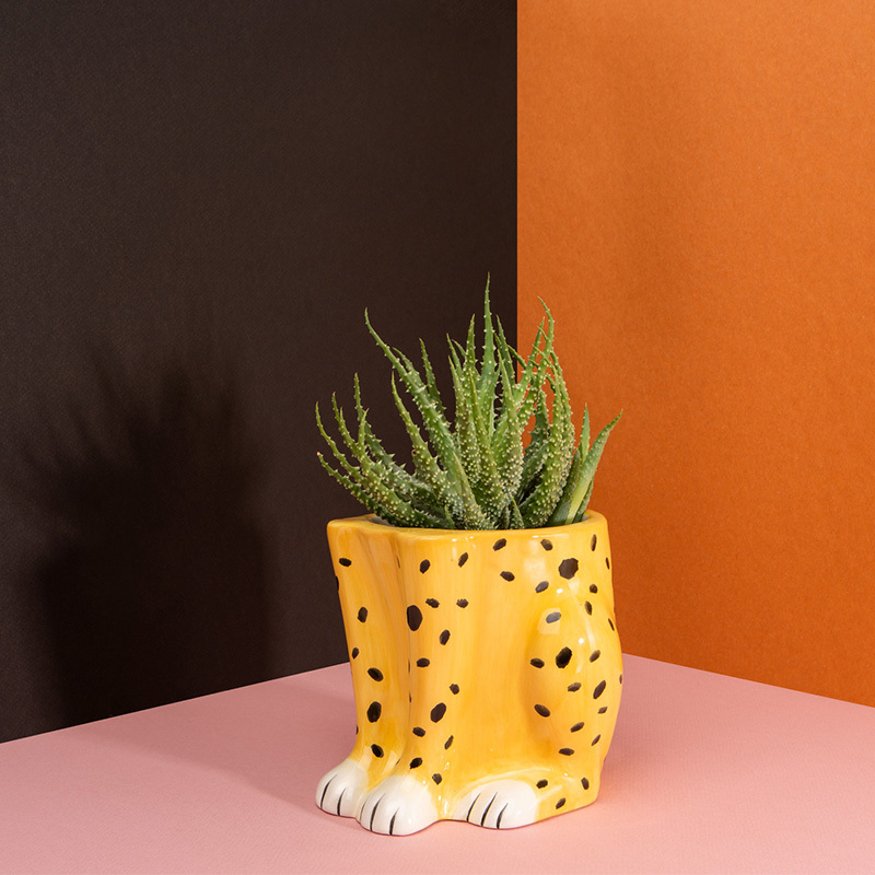 Spanish Doiy Jaguar Flower Pot Desktop Green Plant Container Ceramic Unique Cute Gift