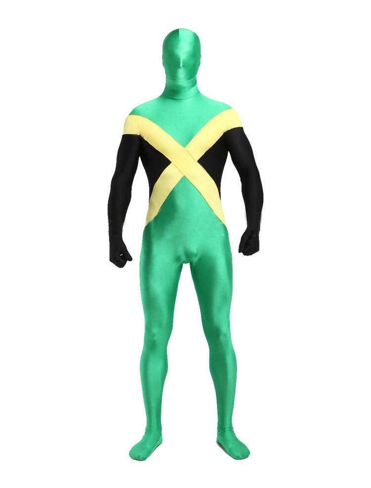 All-inclusive green and black superhero role-playing Halloween cos clothing gymnastics performing in stage suits