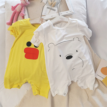 Baby modal jumpsuit anti-kick sleeping bag spring and summer thin short-sleeved pajamas baby long-sleeved boys and girls air conditioning clothing