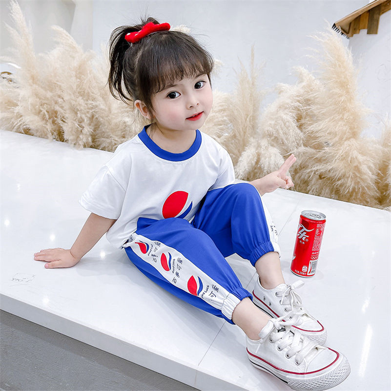 Pure Cotton Female Baby Sports Suit Summer Dress Thinner Brother-in-law Dress Boy Short Sleeve Girl Casual Two Sets New Tide-Taobao