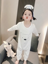 Baby pajamas one-piece spring and autumn modal thin section girls boys childrens split sleeping bag anti-kick baby air conditioning clothing