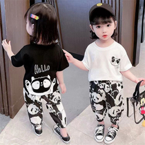 Girls suit summer 2022 new baby girl short-sleeved T-shirt thin section small and medium childrens summer dress two-piece foreign style