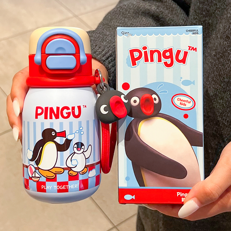 Pingu Penguin Family Cute Children's Double-Drink Insulated Cup Student School Water Bottle Girls' Birthday Gift Pingu Penguin Family Cute Children's Double-Drink Insulated Cup Student School Water Bottle Girls' Birthday Gift