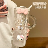 Стеклянный чай, вместительная и большая трубочка для домашнего использования со стаканом