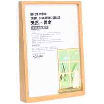 Standing tabletop wooden menu acrylic table place front desk table display table card rack wooden menu card stand price list a4 wooden table sign table sign