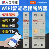 Peoples Electrical Appliances Tuya wifi metering smart circuit breaker 220V mobile phone remote timing control switch with leakage protection