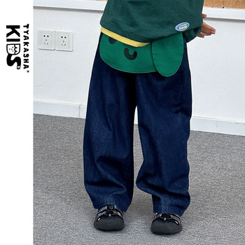 Tyakashakids takasha children's clothing pants 2025 autumn new interesting wide-leg trousers and jeans