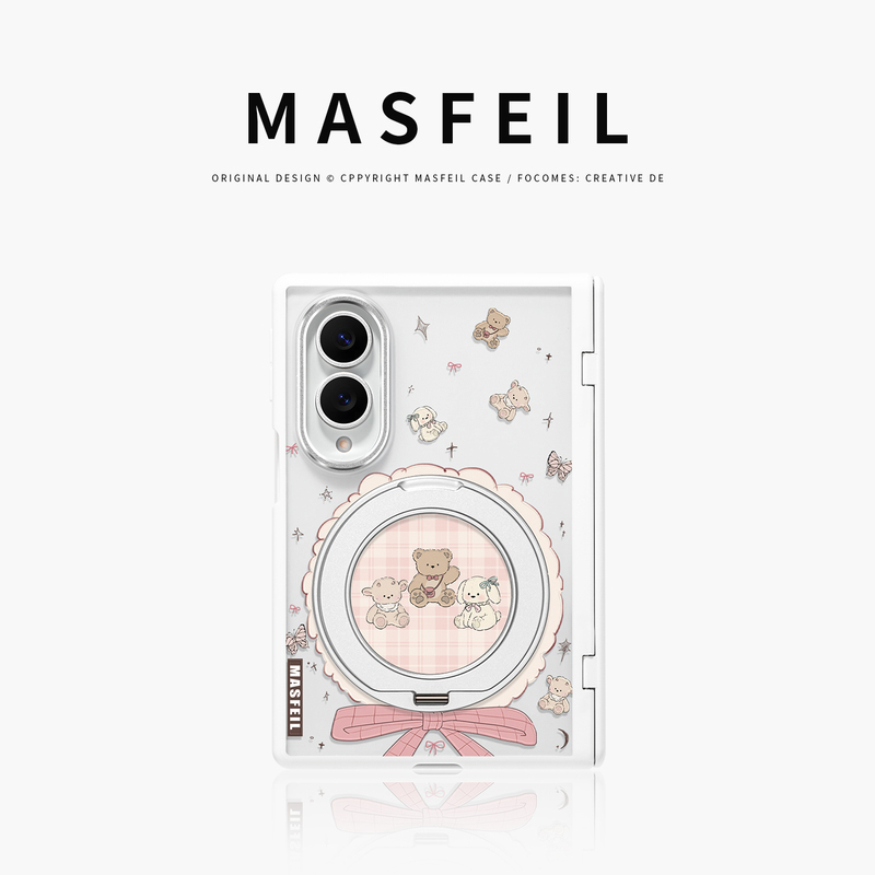 Masfeil× Doll Thoughts Suitable for Samsung Galaxy Z Fold 8 Wide Phone Case with Magnetic Stand, Small Folding Screen Wide Z Fold 7 Transparent Full Protection Case, Anti-Drop, New High-End Model