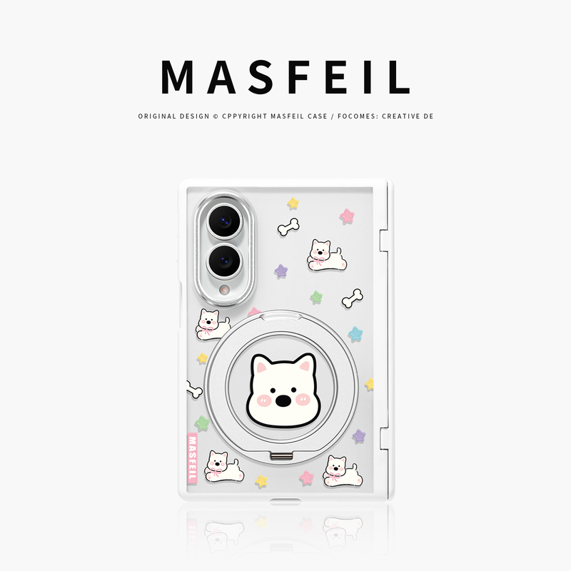 Masfeil× Cute West Highland Suitable for Samsung Galaxy Z Fold 8 Wide Phone Case with Magnetic Stand, Small Foldable Screen, Wide Z Fold 7 Transparent Full-Cover Protective Case, Anti-Drop New Model for Women Masfeil× Cute West Highland Suitable for Samsung Galaxy Z Fold 8 Wide Phone Case with Magnetic Stand, Small Foldable Screen, Wide Z Fold 7 Transparent Full-Cover Protective Case, Anti-Drop New Model for Women