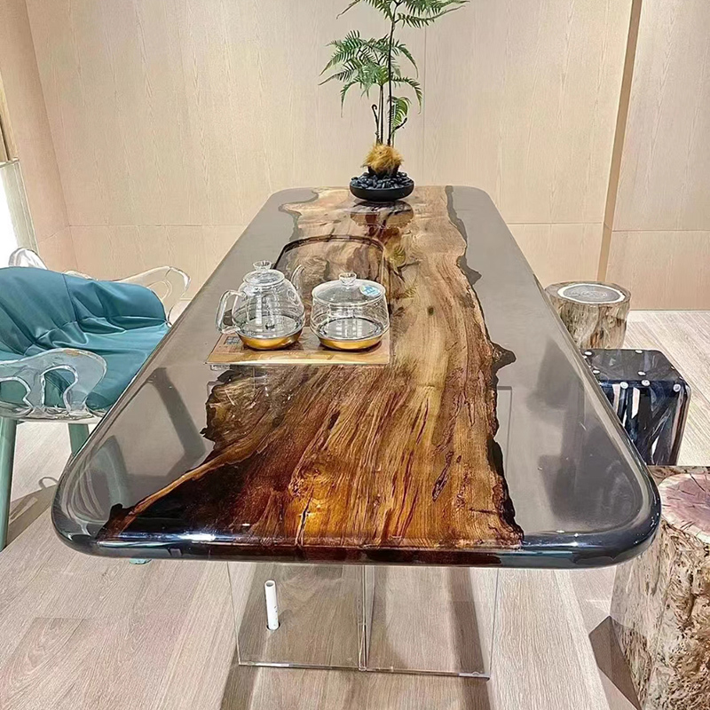 Epoxy Resin Glue River Tabletop Board Marine Tea Table Wave Large Board Dining Table Solid Wood Log Tea Table Coffee Table