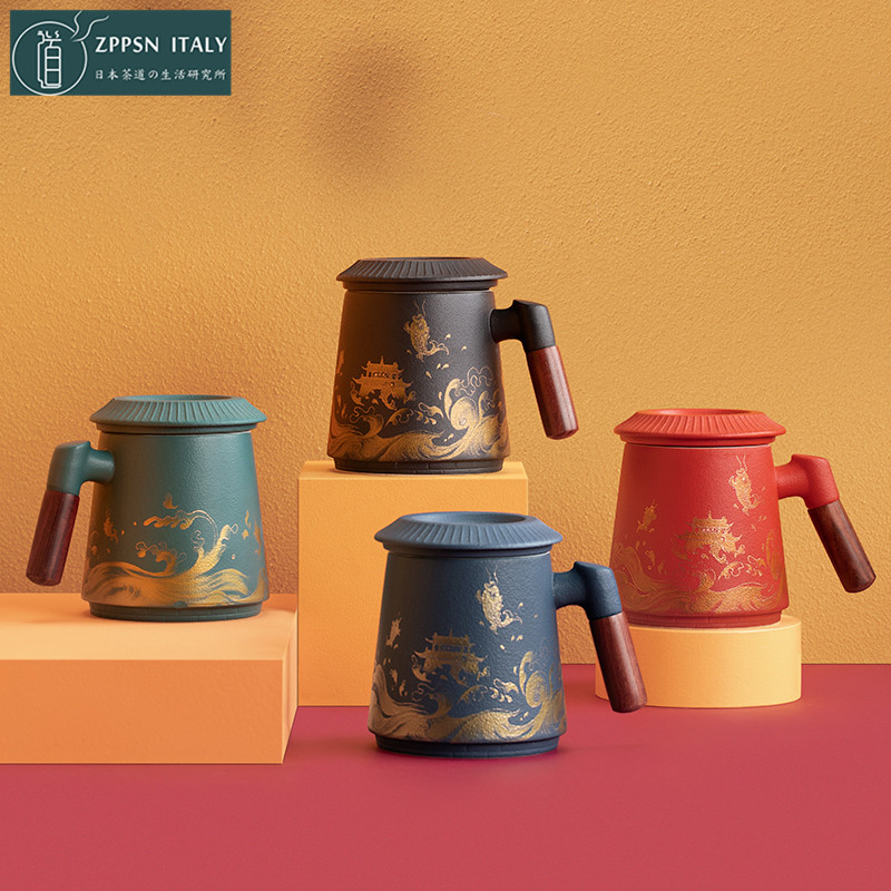 Italian ZPPSN ceramic mug with lid filter home office Chinese tea separation tea cup water cup