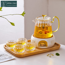 Italian ZPPSN Heat Resistant Glass Tea Tea Tea Cup Boiled Tea Oven Bubble Fruit Teapot Suit Heating Candle Holder Candle