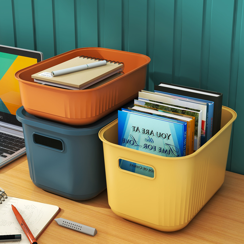 Desktop storage box with lid cosmetic storage box student dormitory office kitchen finishing storage storage storage basket