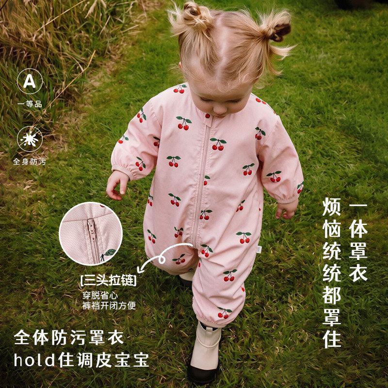 Baby Crawling Coveralls for Boys and Girls, Spring and Autumn Infant Jumpsuits, Children's Outdoor Anti-Dirt Zipper Rompers, Crawling Clothes