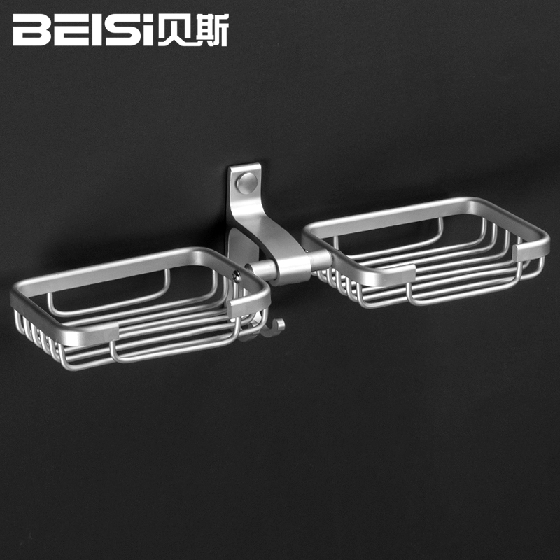 Space Aluminum Makeup Room Soap Box Free From Punch Creative Personality Soap Box Double Layer Soap Box Rack Drain Water Resistant