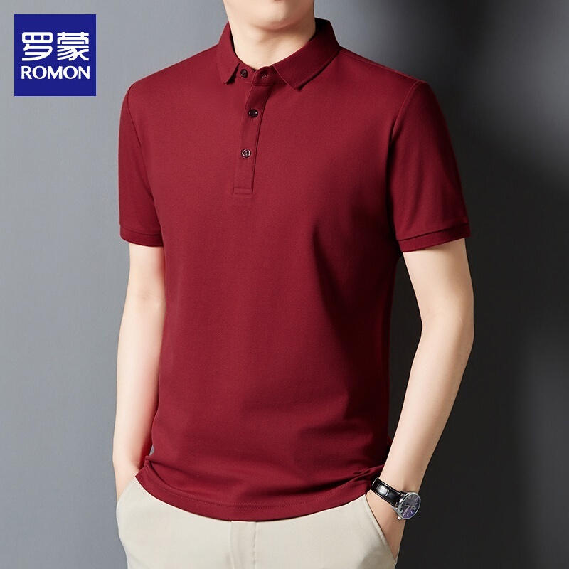 Romon Polo Shirt Men's Red Lapel Half-Sleeve T-Shirt Top 2026 Summer Thin Casual Short-Sleeve T-Shirt for Men