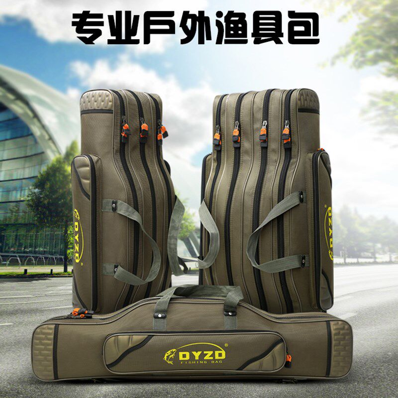 Capacity Double thickened belly bag Fishing gear backpack Fishing gear bag Sea rod bag 1 25 meters full set of canvas rod bag