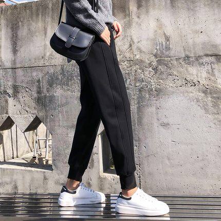 Spring and Autumn 2021 new leisure sports pants for women with loose legs and nine-point back pants, small-foot Harlem pants show thin radish pants