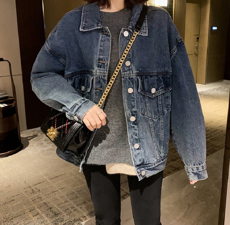 2021 spring and autumn new denim jacket women's short Korean version loose early spring retro small man top ins tide