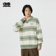 conklab Coco Sheep Chapter Striped POLO Collar Sweater Men's Autumn and Winter Trendy Couple Loose Knitted Sweater Jacket