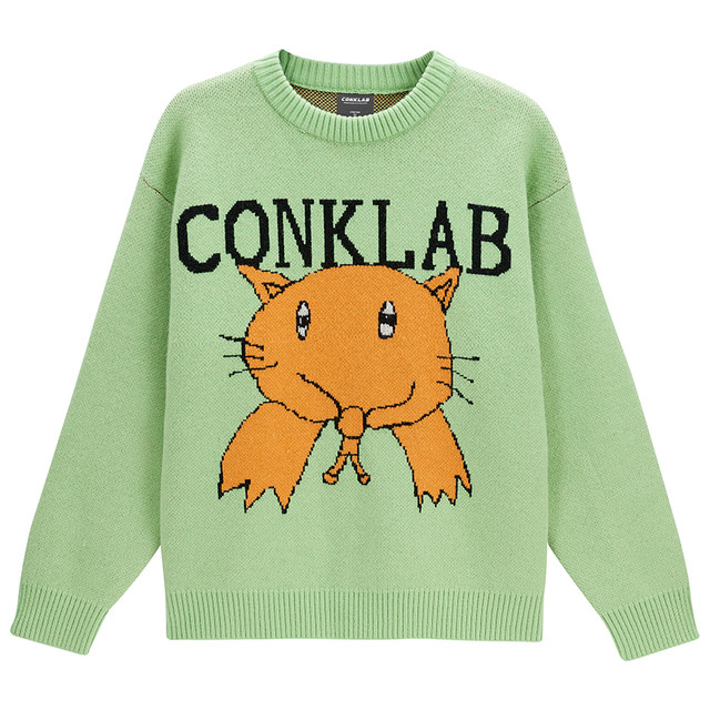 conklab ຈຸດ anteater cat sweater ຜູ້ຊາຍດູໃບໄມ້ລົ່ນແລະລະດູຫນາວວ່າງຄໍຄູ່ sweater trendy ຍີ່ຫໍ້ jacket ຮູບແບບ lazy