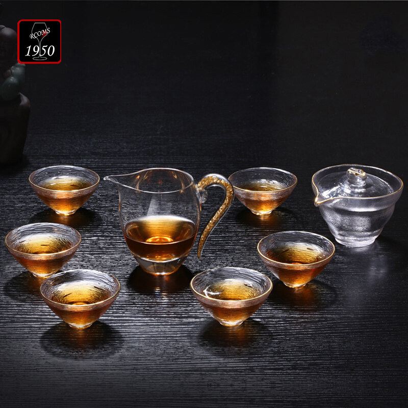 1950 wood grain tea set set for home minimalist office living room 1 fair cup 6 tea cup 1 tea cup 1 filter bowl