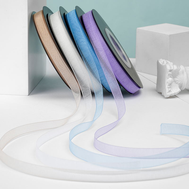 Zhuocai Transparent Tulle Ribbon with Blue Bouquet Decoration, Thin Ribbon for Gift Boxes, Tying Straps, Hair Bows Zhuocai Transparent Tulle Ribbon with Blue Bouquet Decoration, Thin Ribbon for Gift Boxes, Tying Straps, Hair Bows