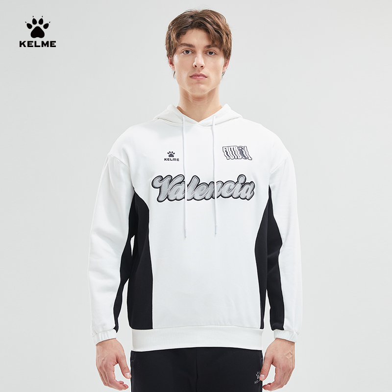 Kelme Sports Hooded Sweatshirt for Men, Autumn and Winter New Style, Pure Cotton Hoodie, Trendy Patchwork Color-Blocking Top