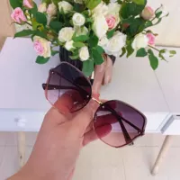 【718-Sunglasses】 Golden Frame Gradient Purple