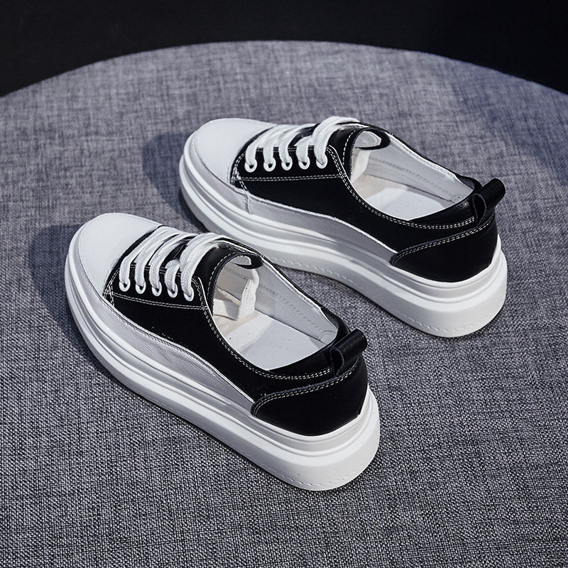 Thick Bottom Small White Shoes Spring 2021 Women Shoes Mesh Red 100 Hitch Plate Shoes Canvas Inside Heightening Genuine Leather Tide Shoes Pine Pastry