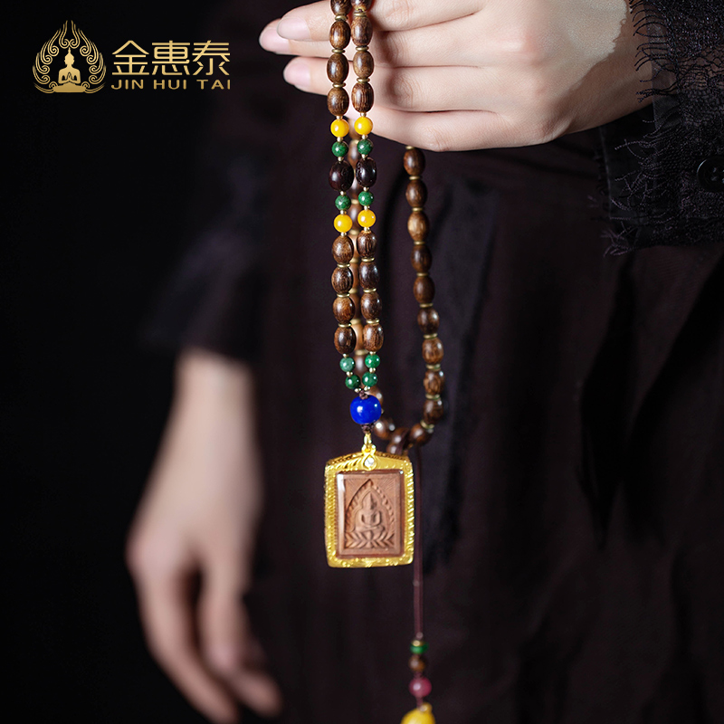 Golden Wheetai Thai Buddha Board Maha Sunasa Making Seat Mountain Buddha Pendant Positive Sign Truffle Chain Subitem Hangar Necklace