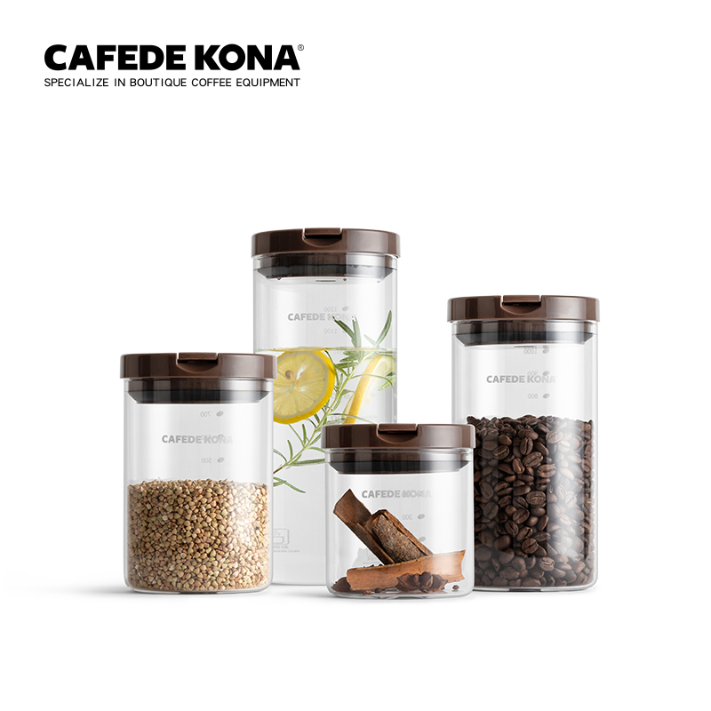 CAFEDE KONA coffee bean can sealed food snack coffee powder can moisture-proof lead-free glass bottle jar