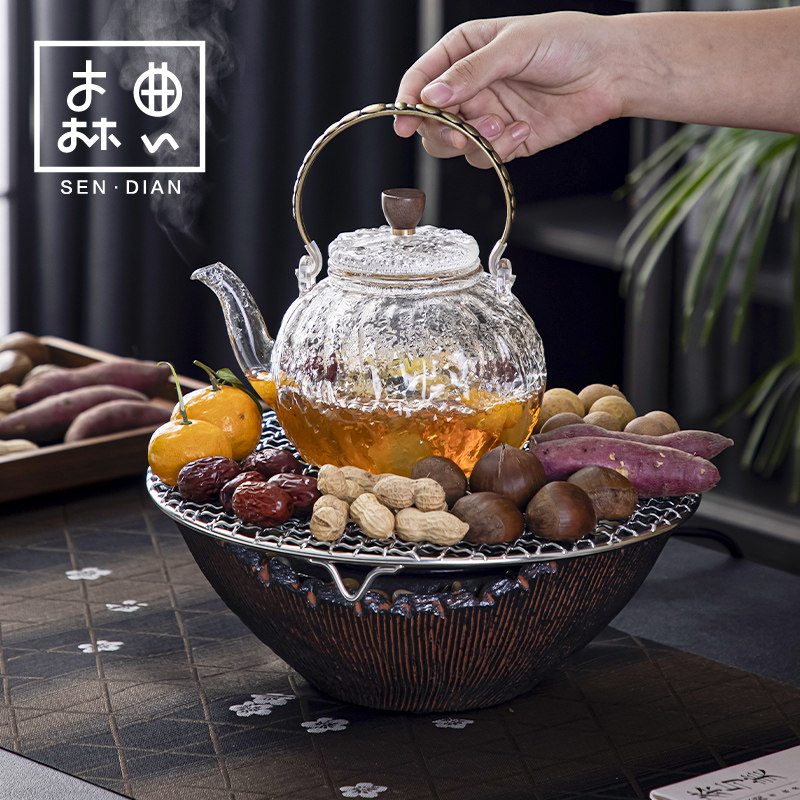 Surround Furnace Cooking Tea Complete Electric Pottery Stove Indoor Home Teapot Appliance Baking Fire Oven Suit 2023 New Winter Family-Taobao