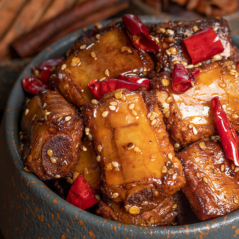(Cold Helper) Cold eat red burn ribs ready-to-eat cooked food Sichuan spicy meat Spiced Zero Food Vacuum 150g